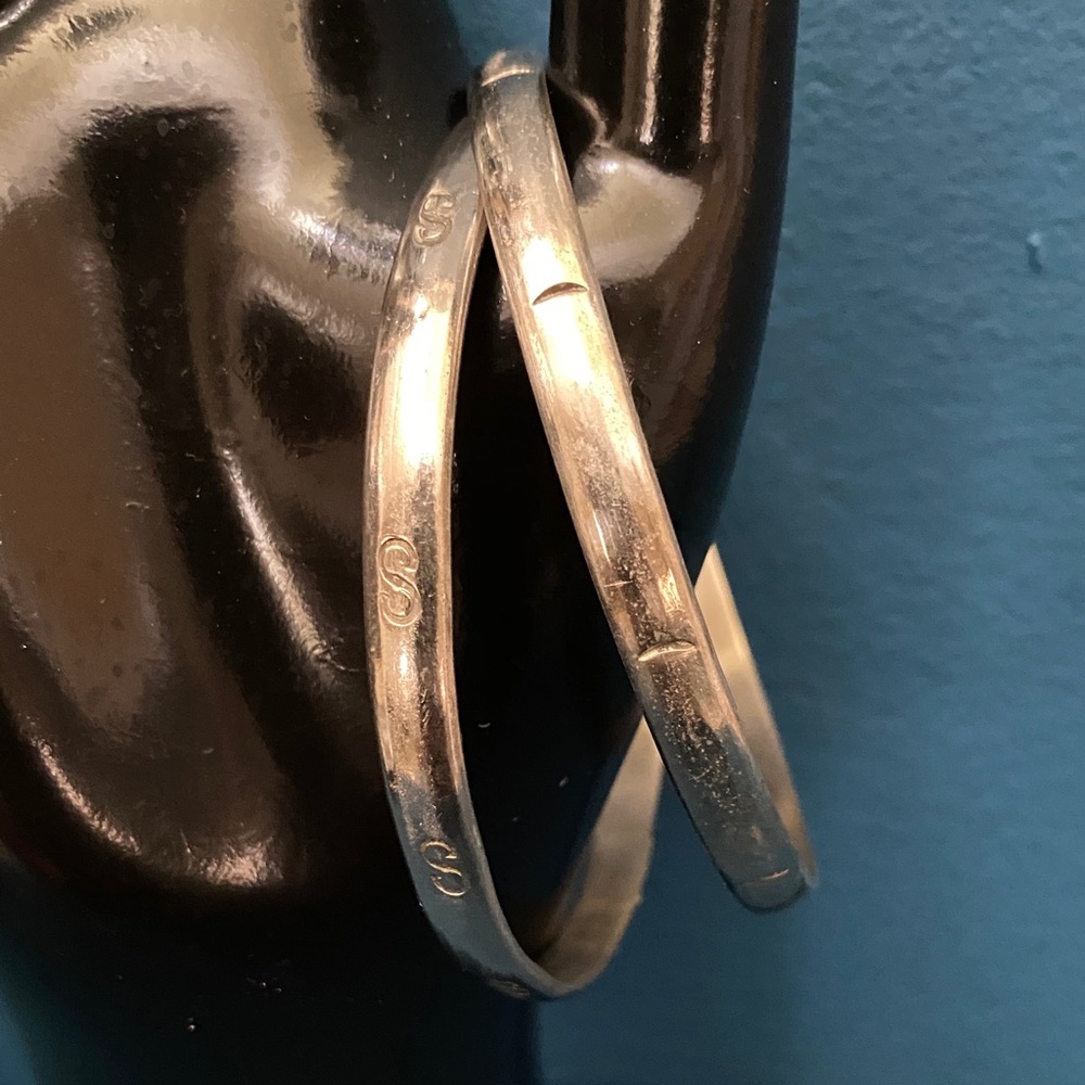 Vintage Mexican Silver tone Metal Bangle Set - Picture 7 of 7